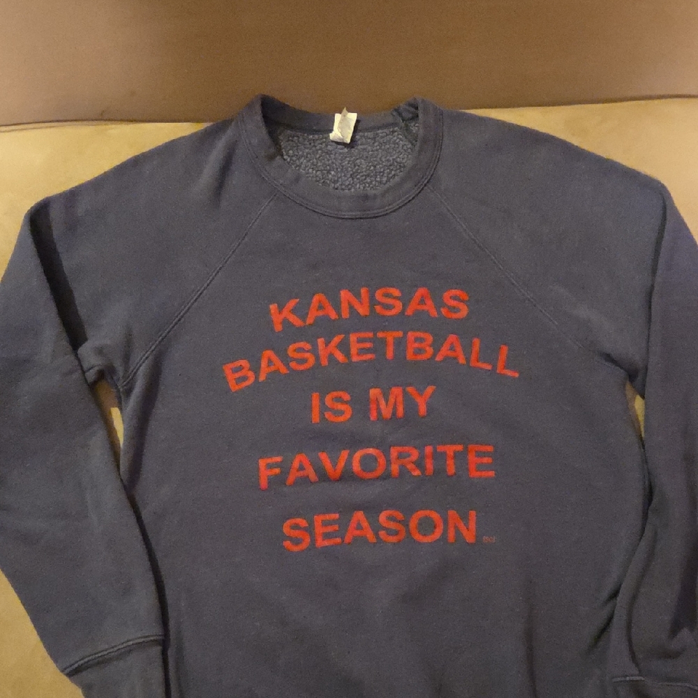 Navy Blue Women's Sweater with Red Text